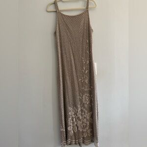 Algo Vintage Gold Metallic Floral Pattern Knit Size 16 Made in Canada